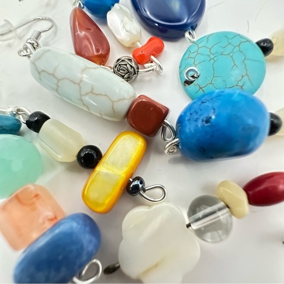 New Earrings Lot Of 10 Handmade Stones Beads Glass And Acrylic Wire Wrapped 5538 - Picture 12 of 14